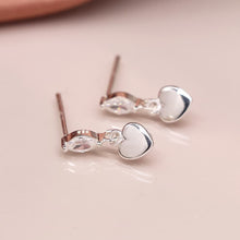 Load image into Gallery viewer, Sterling Silver Marquis Crystal And Heart Charm Earrings
