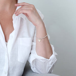 Silver And Gold Plated Double Heart Bracelet - POM