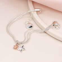 Load image into Gallery viewer, Triple Chain Bracelet With Rose Gold/Silver Stars - POM
