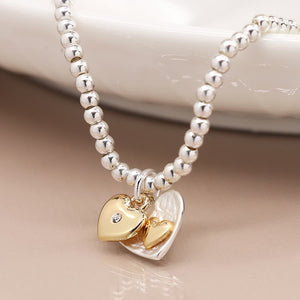 Silver And Gold Plated Double Heart Bracelet - POM