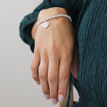 Load image into Gallery viewer, Silver Plated Pave Crystal Rounded Heart Bracelet
