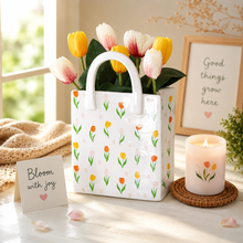 Load image into Gallery viewer, Tulip Print Ceramic Bag-Shaped Flower Vase
