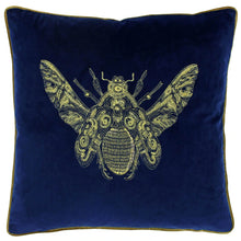 Load image into Gallery viewer, Cerana Bee Velvet Cushion - Royal Blue

