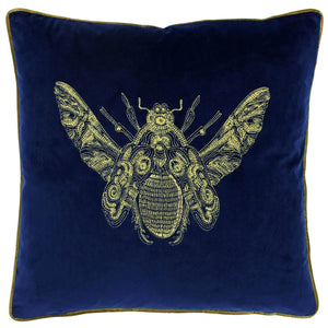 Cerana Bee Velvet Cushion - Royal Blue