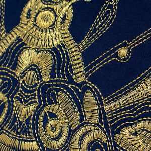 Cerana Bee Velvet Cushion - Royal Blue